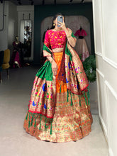 Orange Color Jacquard (Paithani) Zari Weaving Work South Indian Lehenga Choli